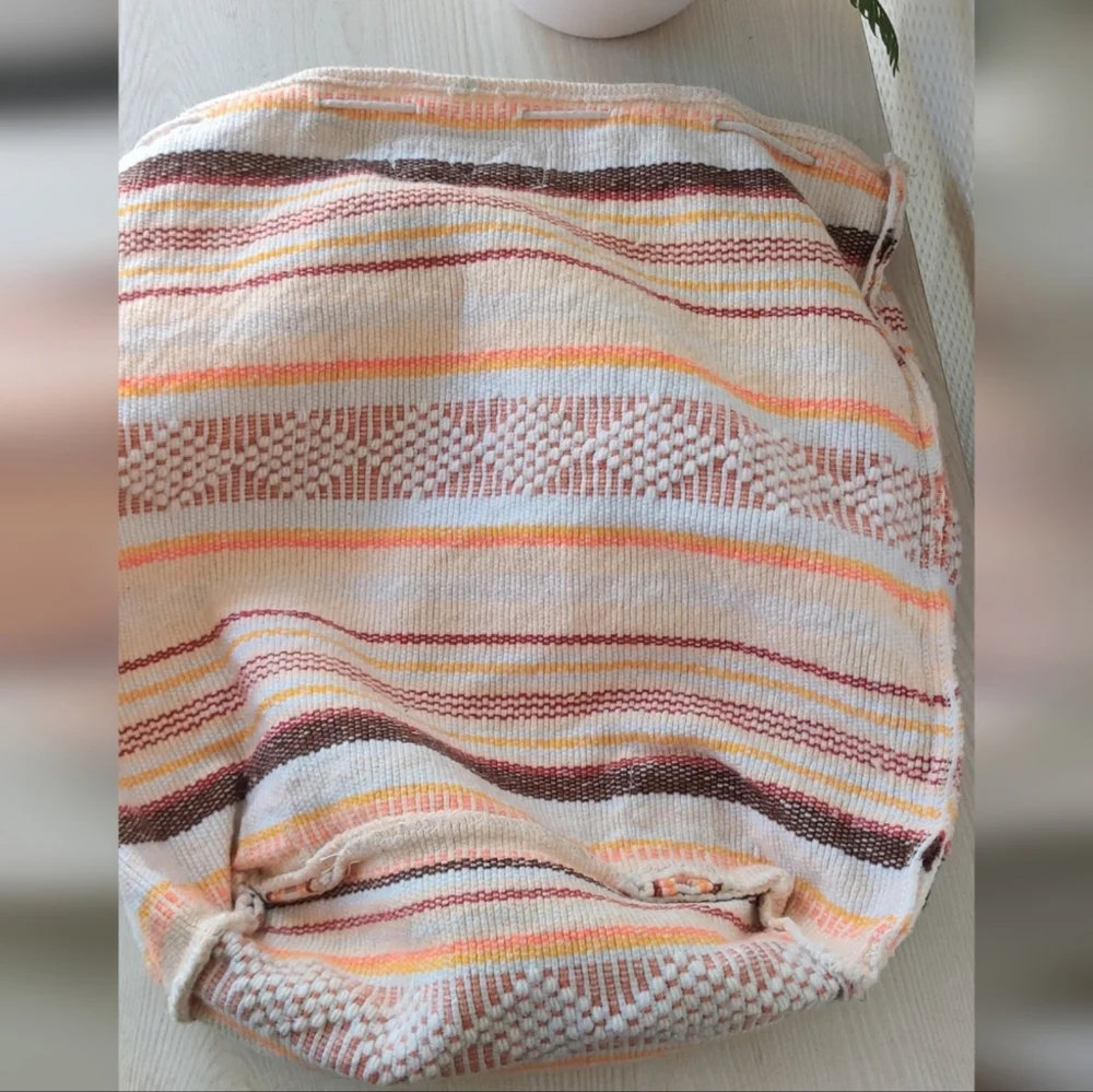 Artesanias Mr Pinzon Orange, Brown and Cream Woven Backpack Bag